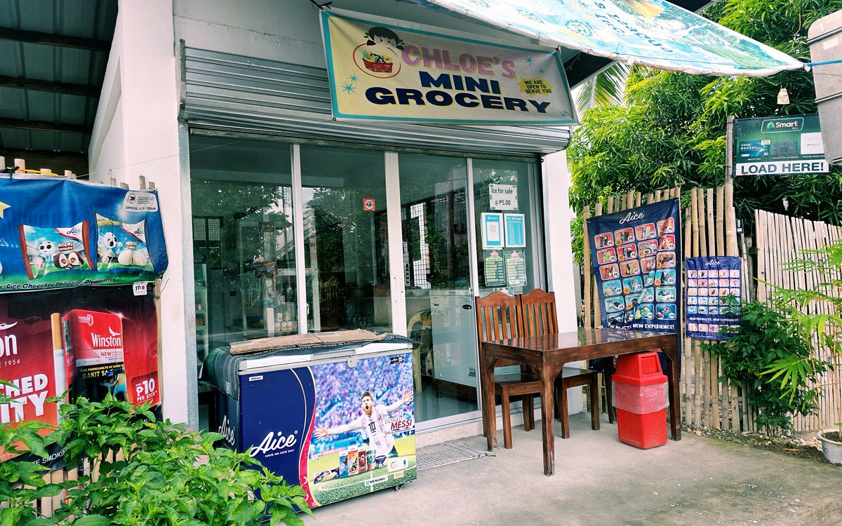Sari-sari store interior or counter close-up